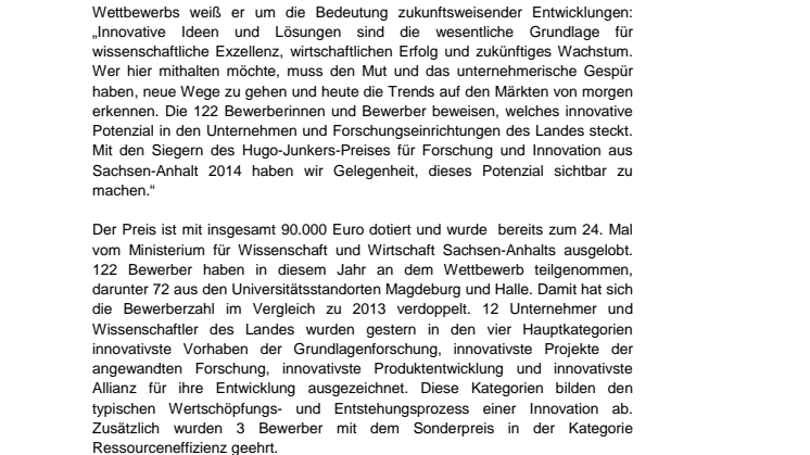 zukunftsweisende Projekte und Produkte mit Hugo-Junkers-Preis geehrt