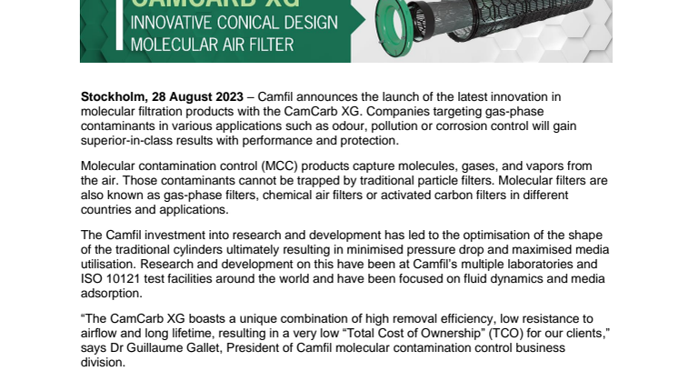 CamCarb XG Press Release