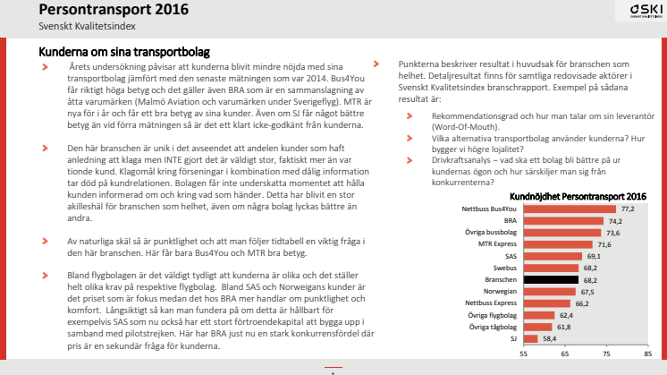 Svenskt Kvalitetsindex om Persontransport 2016