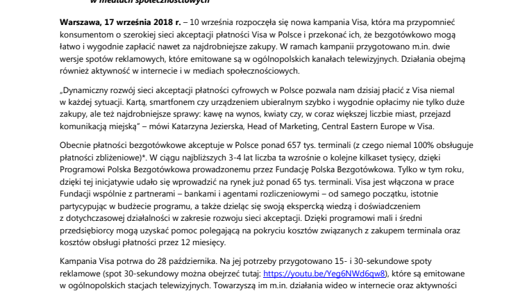W nowej kampanii Visa zachęca do płatności kartą za drobne zakupy