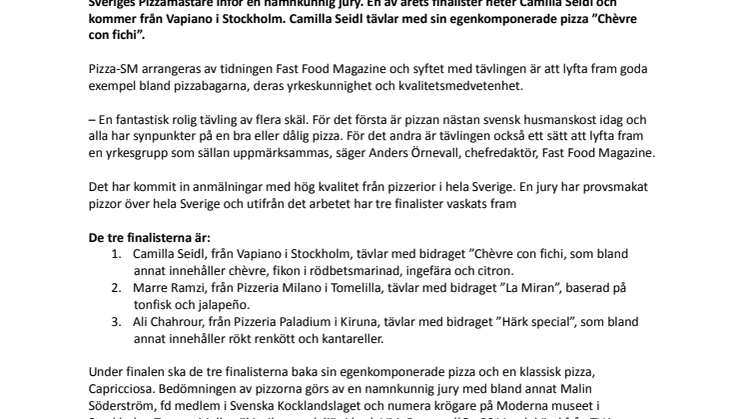 Camilla Seidl från Stockholm en av finalisterna i Pizza SM 2012
