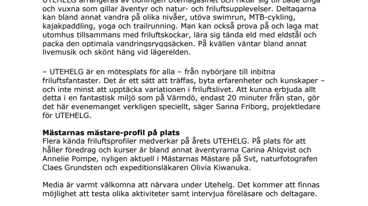 Friluftsentusiaster intar Värmdö till helgen