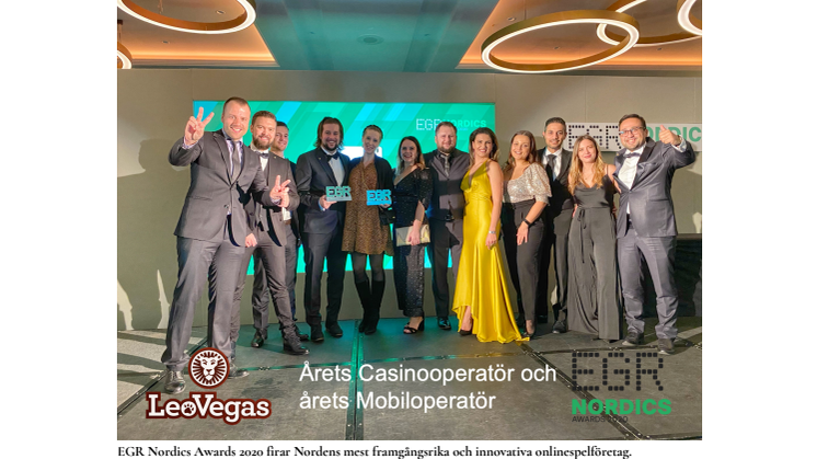 LeoVegas utsett till årets casinooperatör och årets mobiloperatör vid EGR Nordic Awards