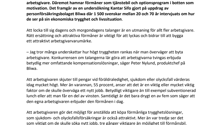 Trygghet rankas högre än vinstdelning vid jobbyte