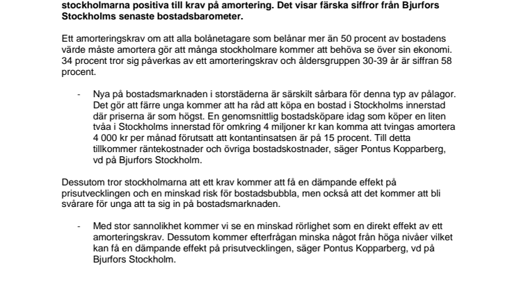 Så påverkas stockholmarna av ett amorteringskrav