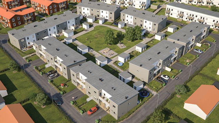 Översiktsillustration av det nya området BoKlok Neptunus. 