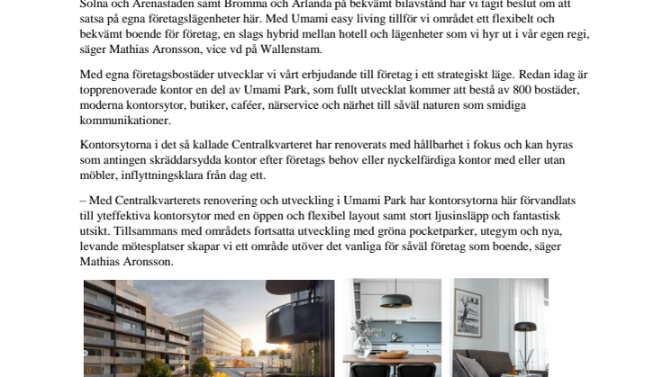 Företagslägenheter och toppmoderna kontor till Umami Park