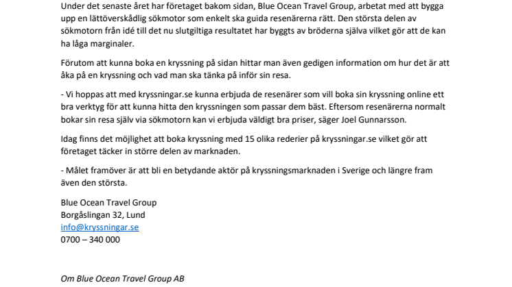 Kryssningar.se lanseras