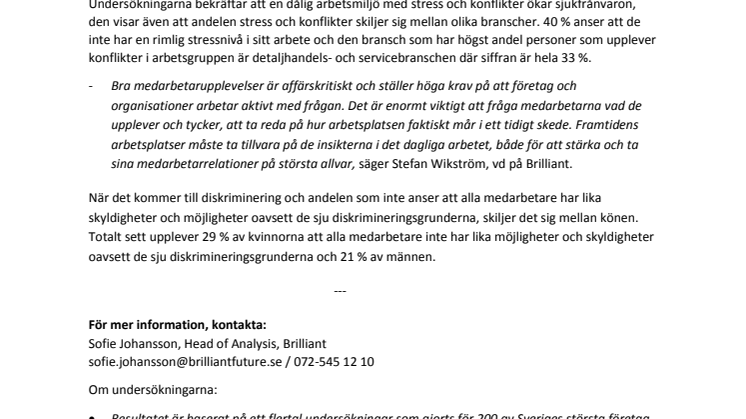 80 procent högre sjukfrånvaro vid dålig arbetsmiljö