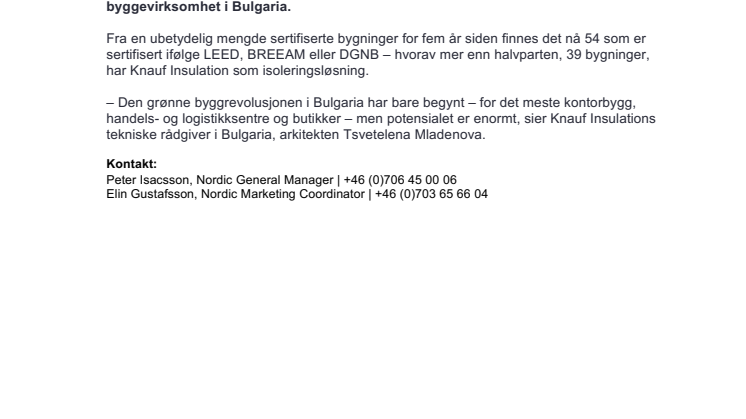 Knauf Insulation skaper en mer bærekraftig boligutvikling i Bulgaria