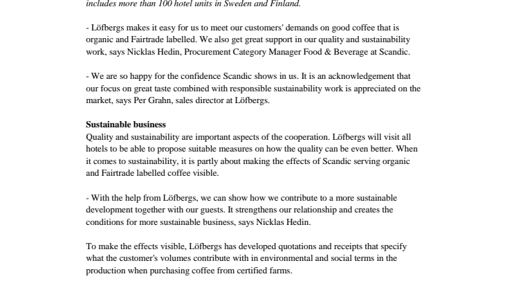 Scandic chose Löfbergs