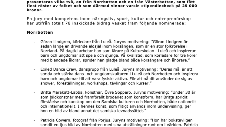 Norrbottens fem kandidater till Norrmejerierstipendiet