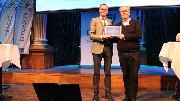Biogas Research Center har tilldelats årets Biogasutmärkelse