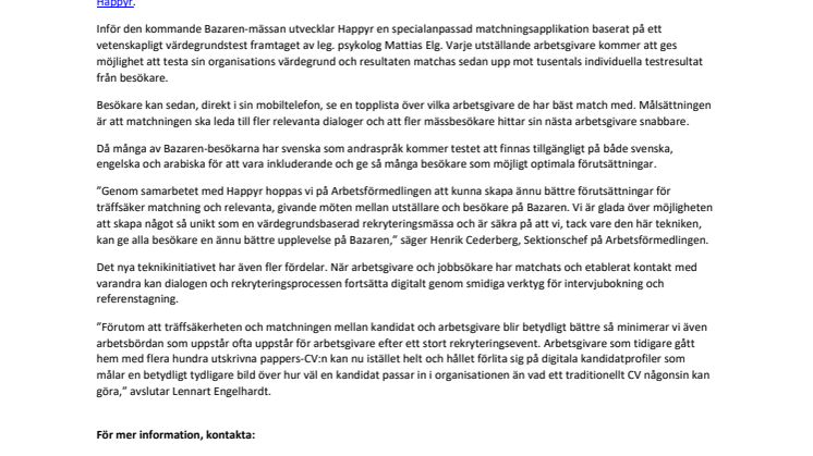 Arbetsförmedlingen skapar Sveriges första värdegrundsbaserade rekryteringsmässa med innovation från Happyr