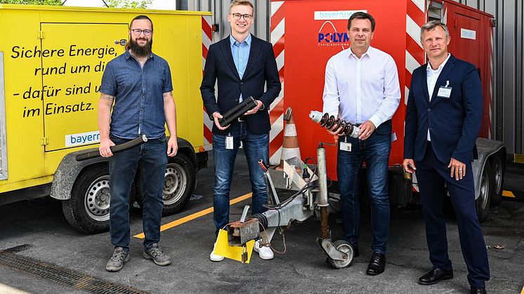 Pressegespräch am Kundencenter Naila mit Felix Wolfrum, Michael Bauer, Stephan Engelbrecht und Bernd Göttlicher