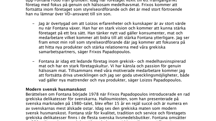 Loizos Papadopoulos ny VD på Fontana Food AB