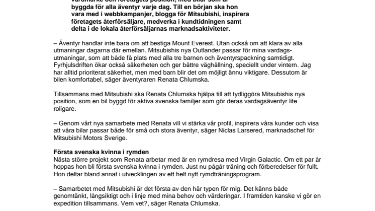 Renata Chlumska reser med Mitsubishi