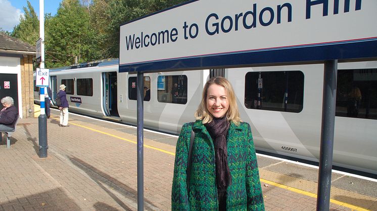 Samantha Radford, from Gordon Hill, who travelled on the first passenger service from Moorgate to Gordon Hill