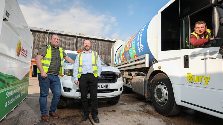 At the biofuel trial are Cllr Alan Quinn, with team members Carl Nieland and Darren Smith.