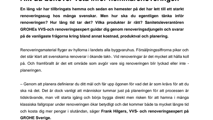 Renoveringsguide: Allt du behöver veta inför hemmarenoveringen