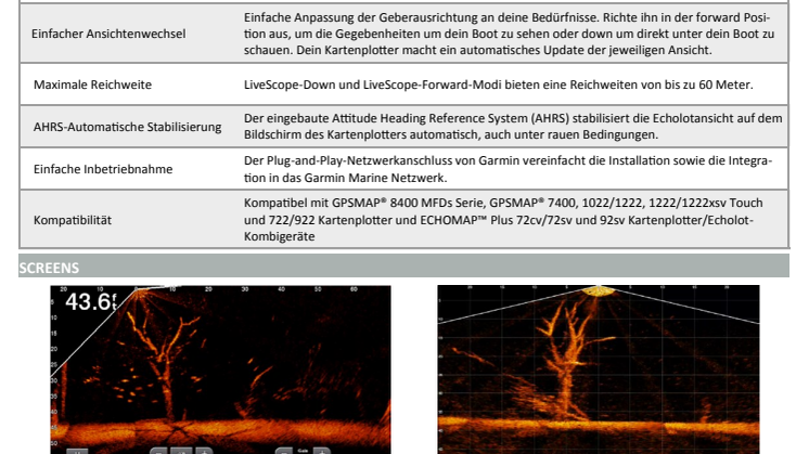 Datenblatt Garmin Panoptix LiveScope
