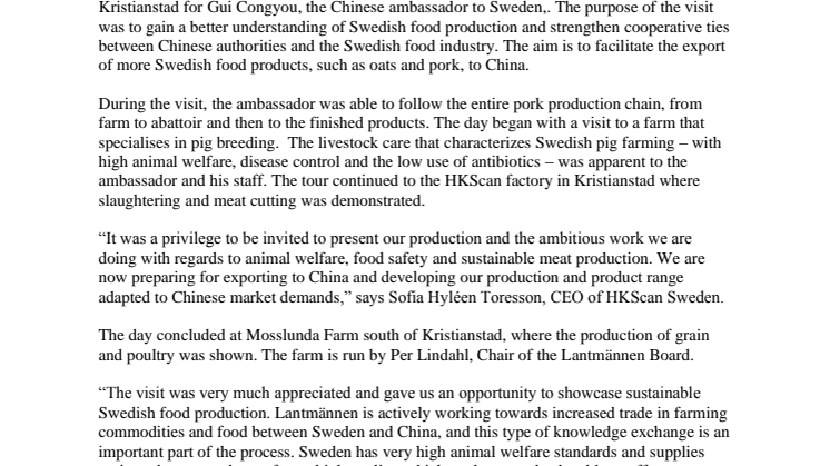 PR 180919 - Chinese ambassador studies food production in Skåne