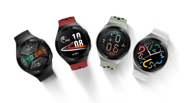 Huawei Watch GT 2e kommer att finnas tillgänglig i färgerna lavaröd, grafitsvart och mintgrön i Sverige