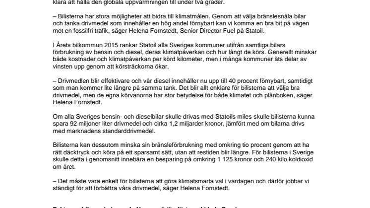Hammarö är Årets bilkommun 2015