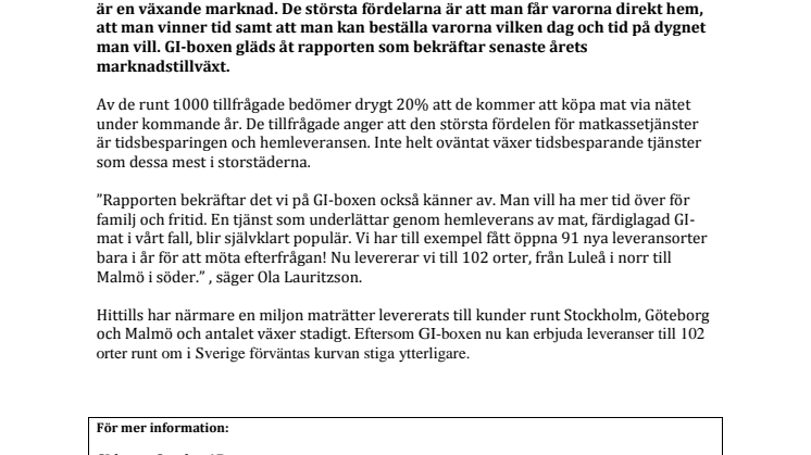 Ny rapport redovisar ökad försäljning av mat på nätet