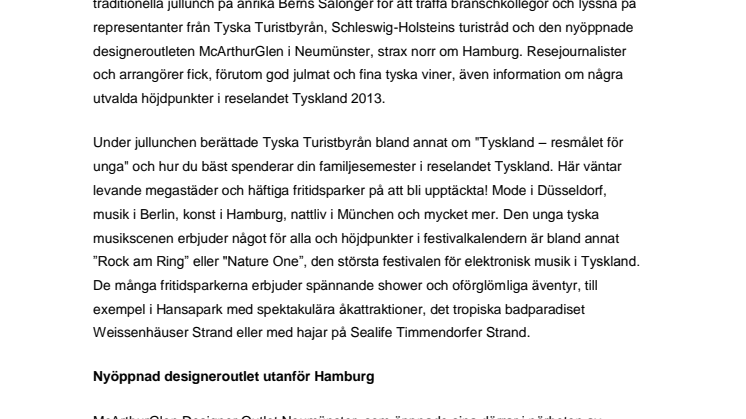 Tyska Turistbyrån bjöd in till julbord på Berns Salonger