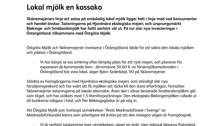 Lokal mjölk en kassako