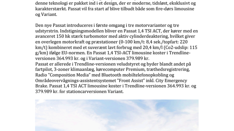 Ny Passat – firmabil på første klasse fra 364.993 kr.