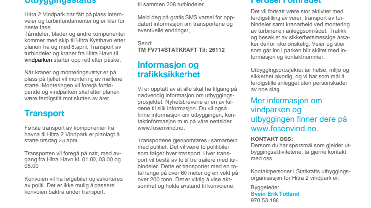 Nyhetsbrev Hitra 2 vindpark #4 2019
