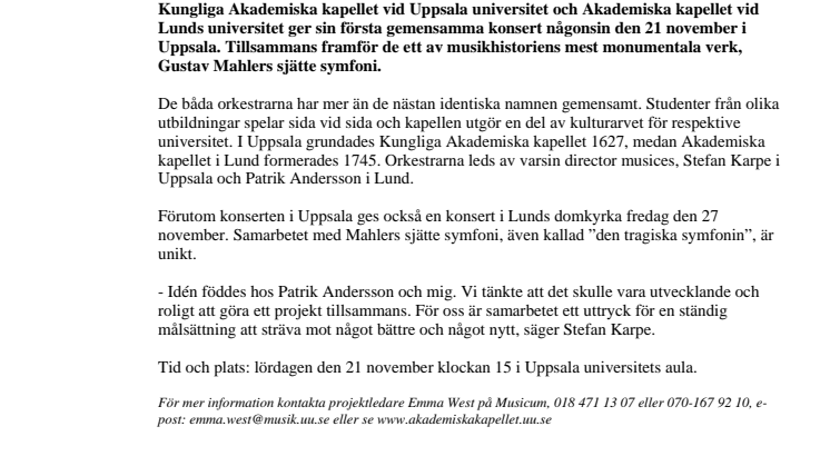 Akademiska kapellen i Uppsala och Lund möts för första gången