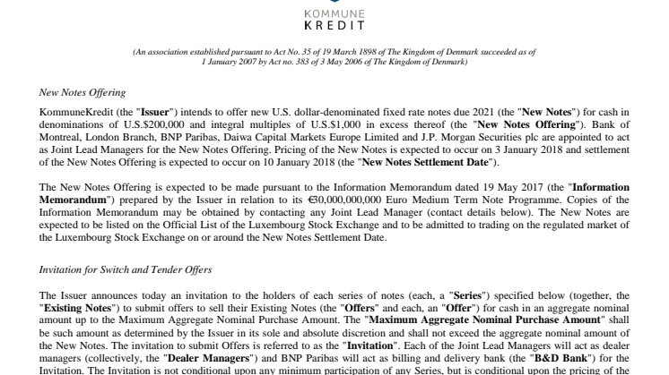 Switch and Tender Offer