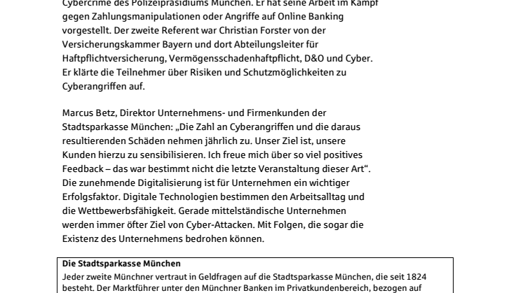 Die Stadtsparkasse München im Kampf gegen die Cyber-Kriminalität