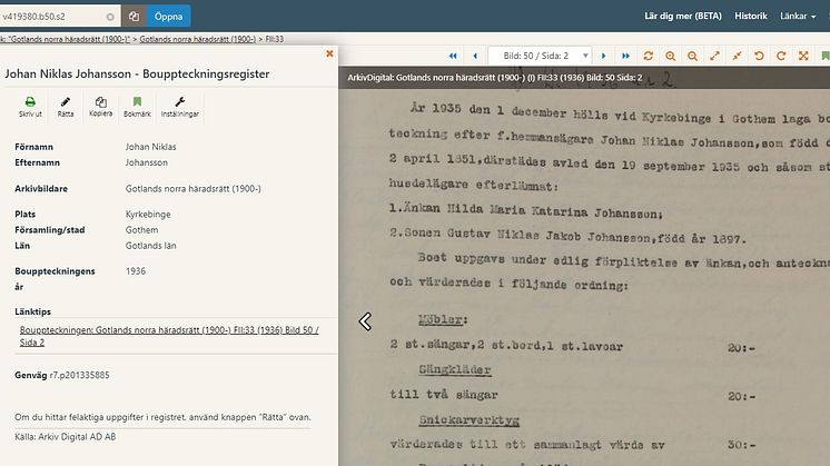 Påfyllning av bouppteckningsregister för Gotland