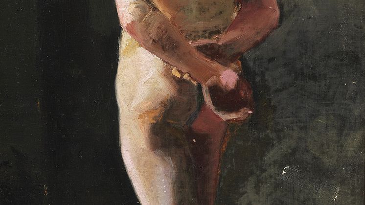 Marie Krøyer: Rygvendt mandlig model.