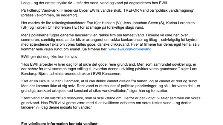 EWII sætter fokus på rent drikkevand 
