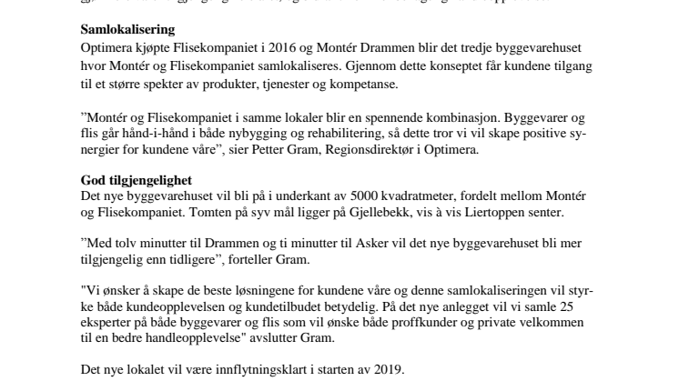 Montér Drammen og Flisekompaniet flytter til Liertoppen