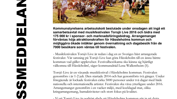 Hässleholms kommun satsar på Torsjö Live
