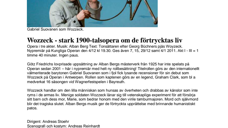 Wozzeck med Gabriel Suovanen i titelrollen