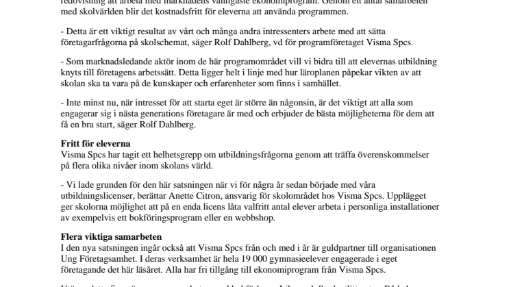 Kostnadsfria småföretagsprogram i landets alla skolor