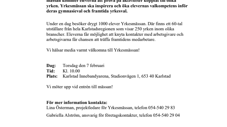 Framtidens medarbetare besöker Yrkesmässan