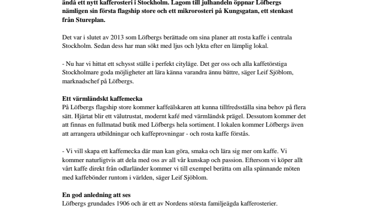 Löfbergs flyttar till Stureplan