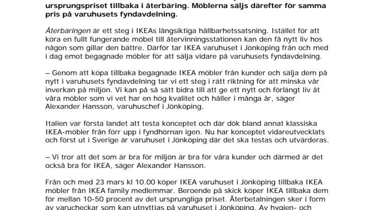 Begagnade IKEA möbler köps tillbaks och säljs på nytt