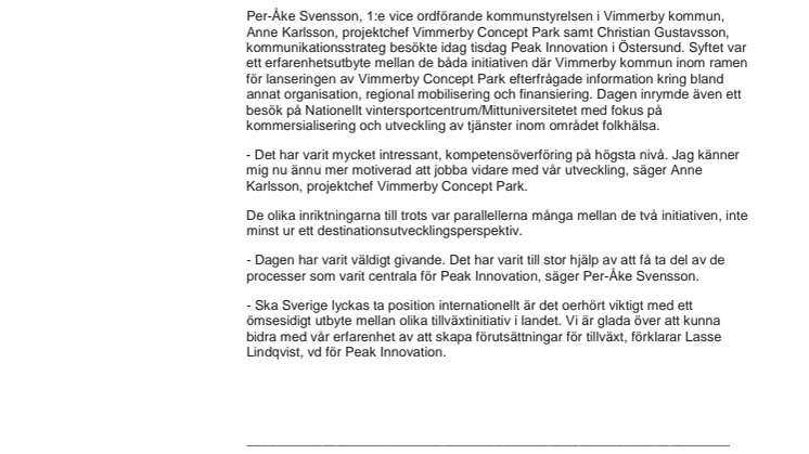 Vimmerby kommun besökte Peak Innovation för att lära mer om regionens satsning på innovation och tillväxt