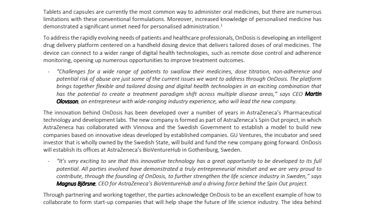 Introducing OnDosis, a new life science company