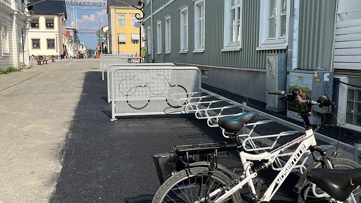 120 stycken nya cykelparkeringar mellan Rådhustorget och Badhusparken. Foto: Hanna Wimander