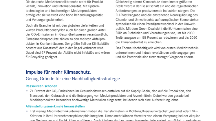 Nachhaltigkeit in Medizintechnik - Challenge und Chance